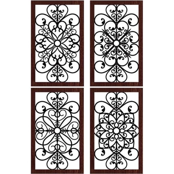 4 Pieces Thicken Rustic Wall Decor Modern Farmhouse Wall Art Decor Wooden Hollow - Picture 1 of 6